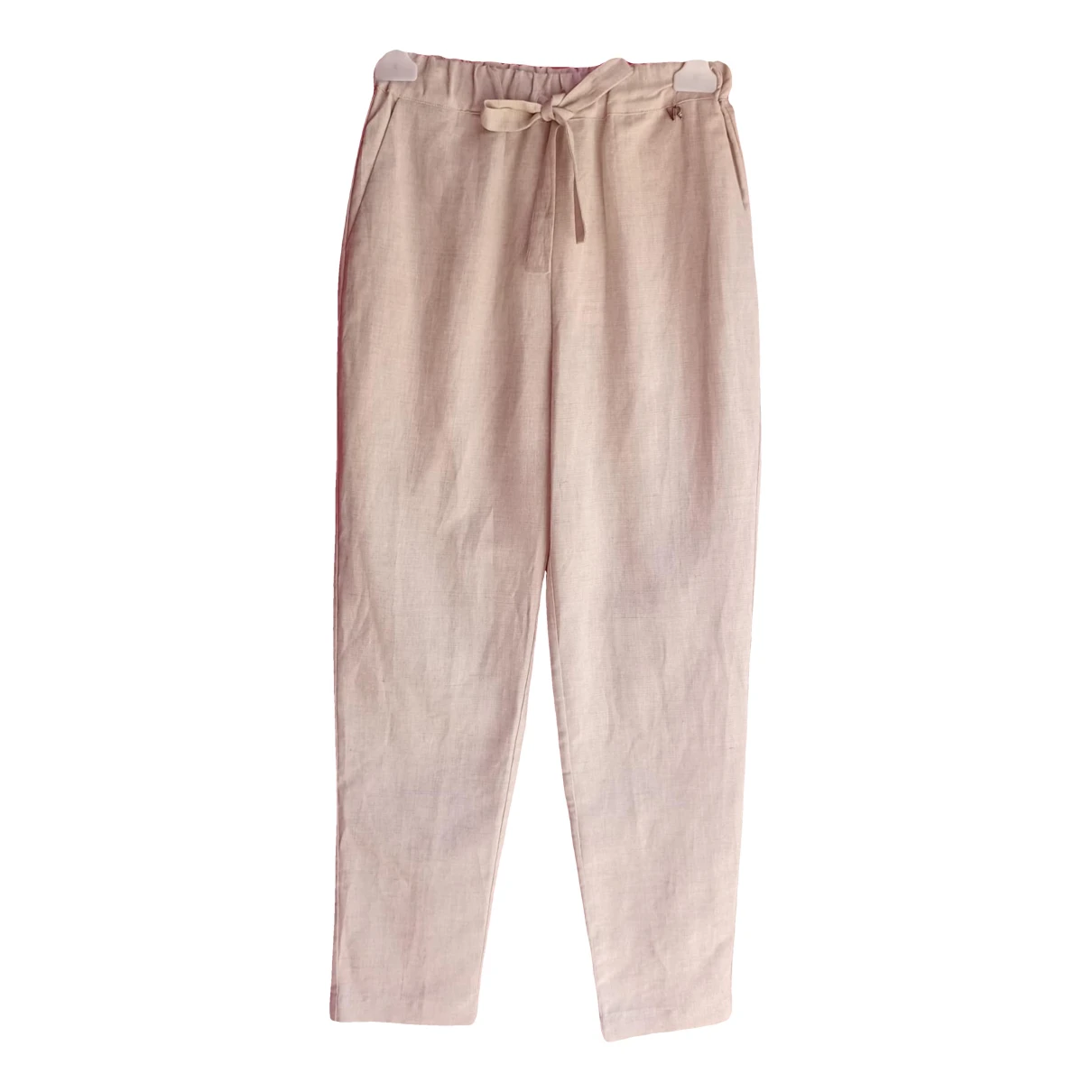 Pre-owned Valentino Linen Straight Pants In Beige
