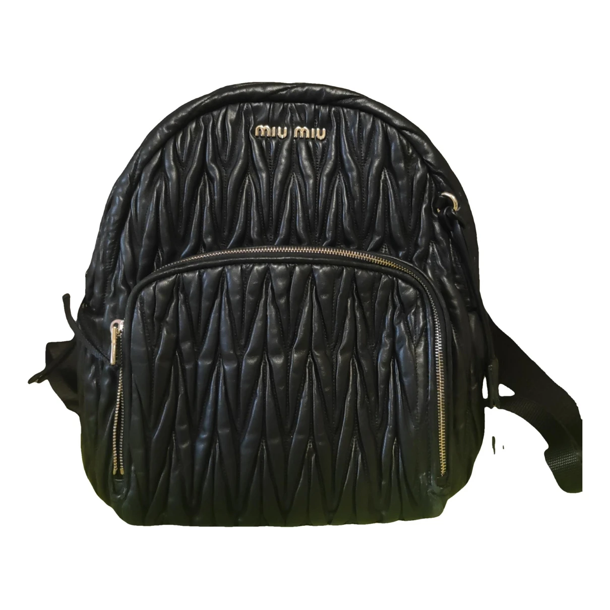 Pre-owned Miu Miu Matelassã© Leather Backpack In Black