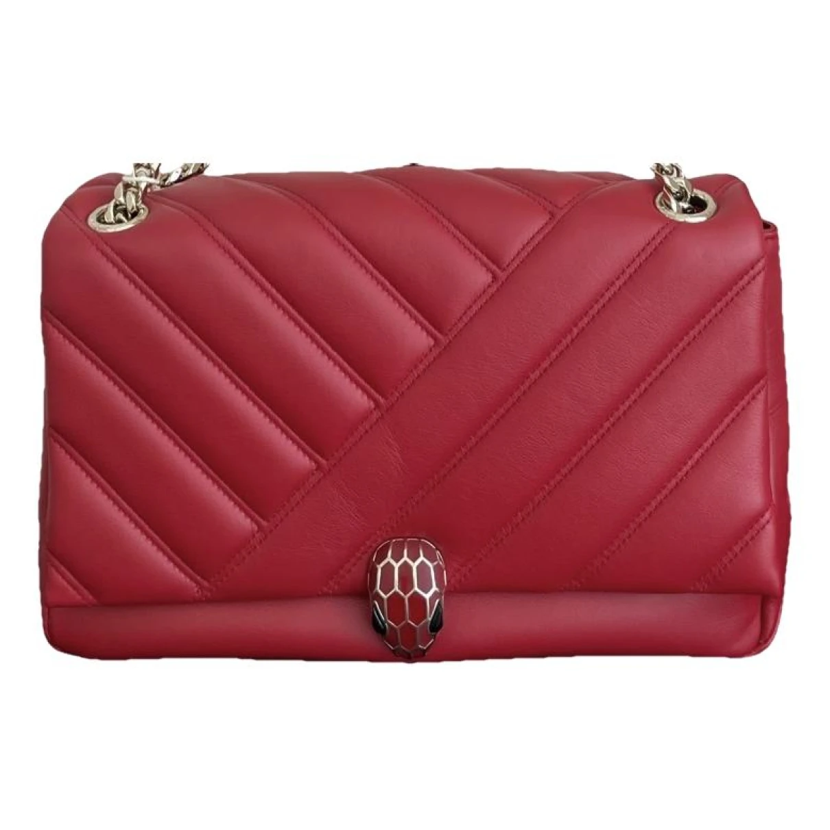 Pre-owned Bvlgari Serpenti Leather Handbag In Red