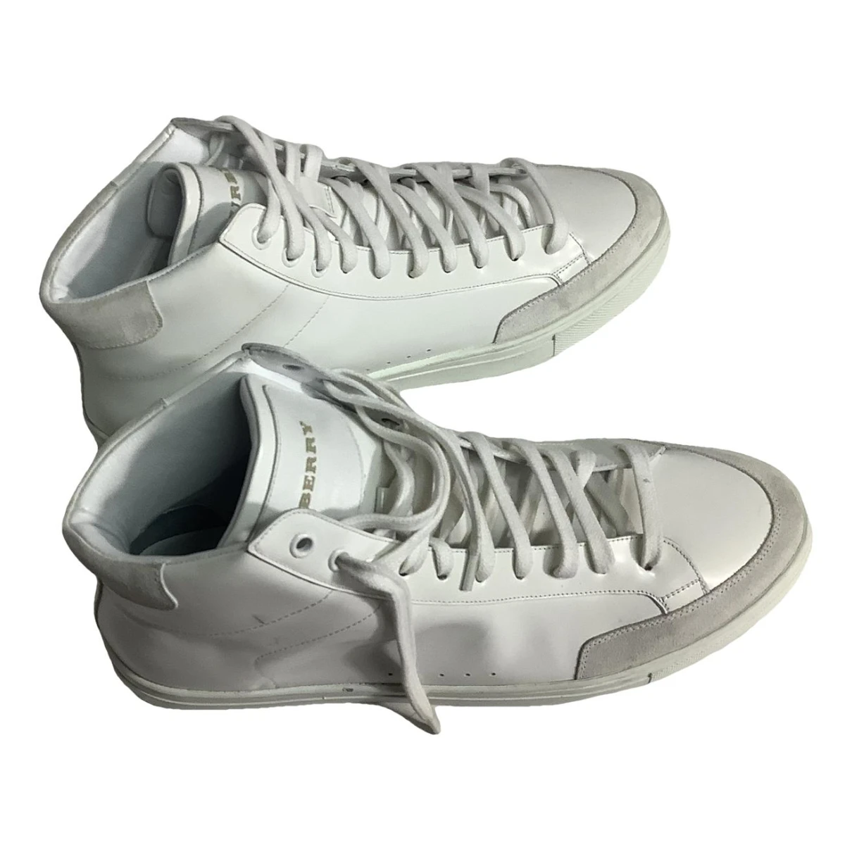Pre-owned Burberry Leather High Trainers In White