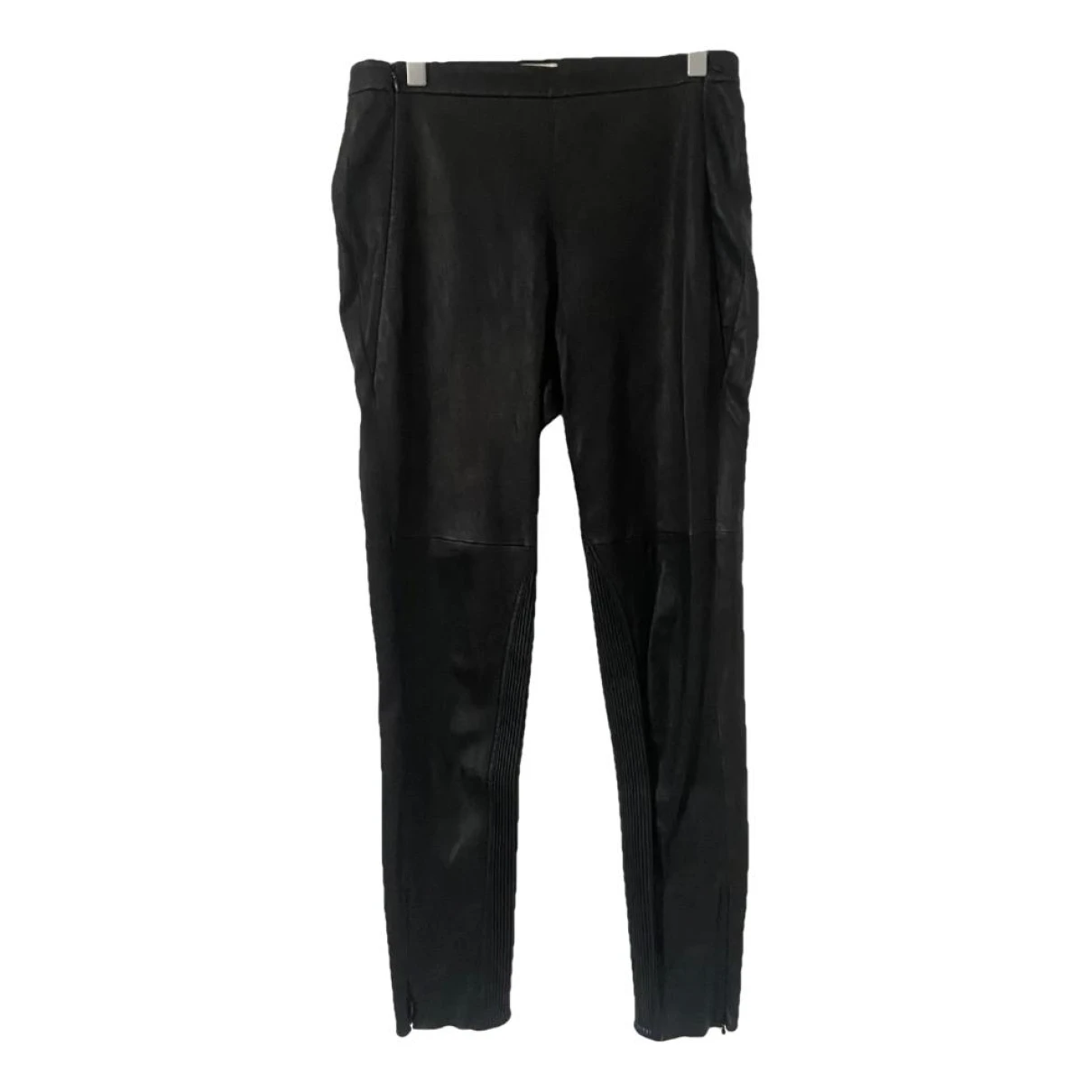 Pre-owned Reiss Leather Trousers In Black