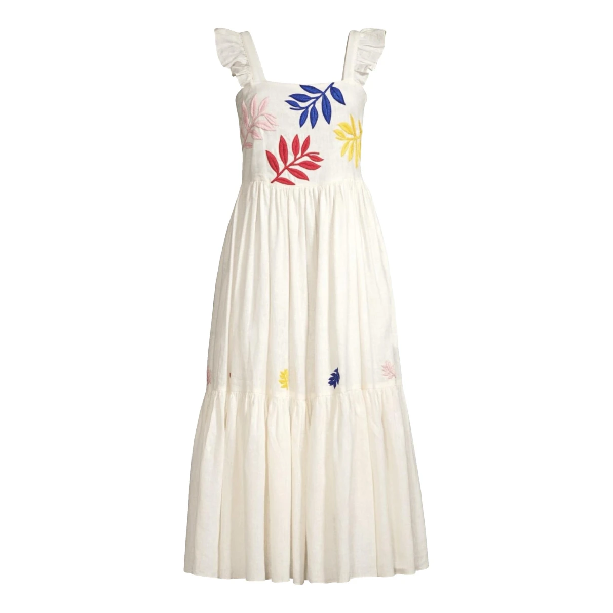 Pre-owned Carolina K Linen Mid-length Dress In Ecru