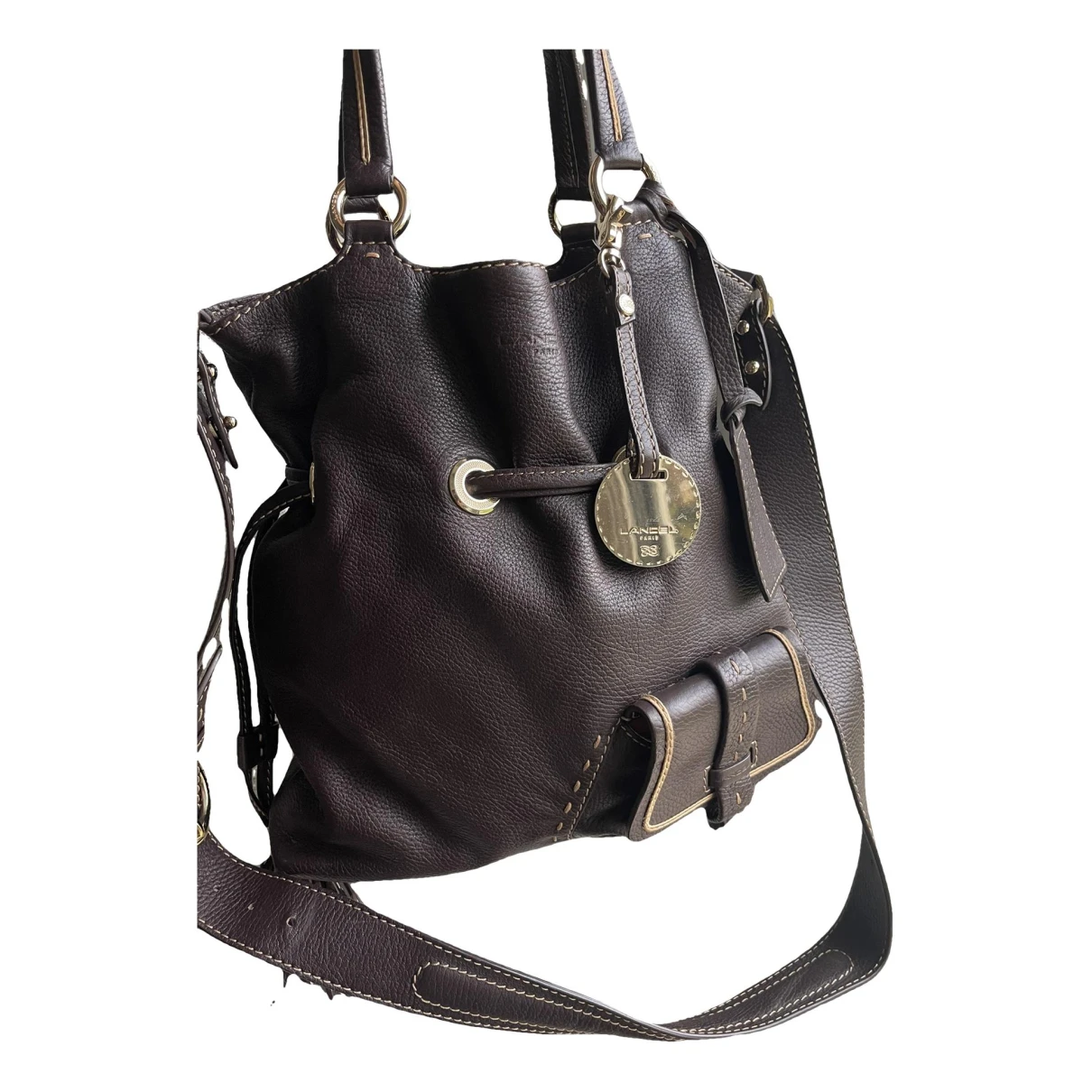 Pre-owned Lancel 1er Flirt Leather Crossbody Bag In Brown