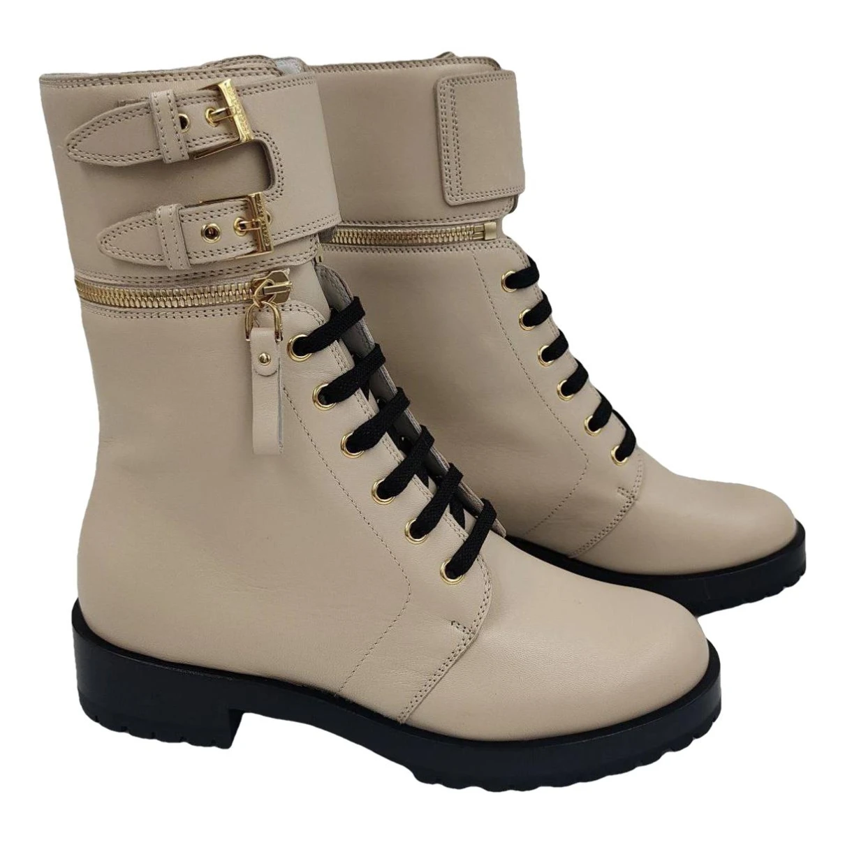 Pre-owned Sergio Rossi Leather Boots In Beige