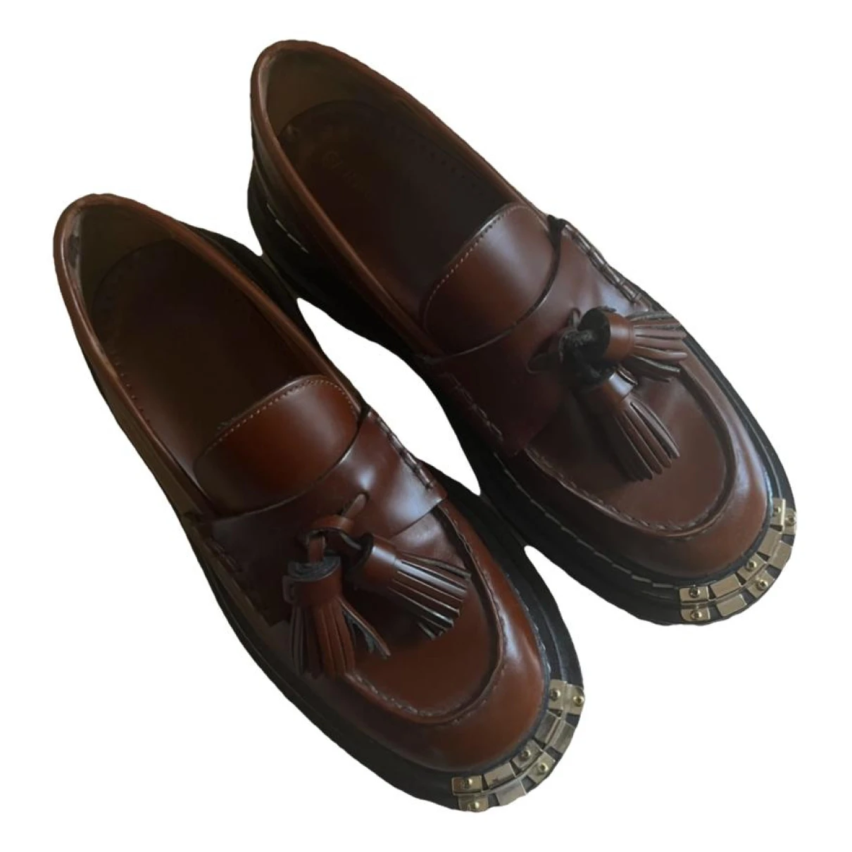 Pre-owned Sandro Leather Flats In Brown