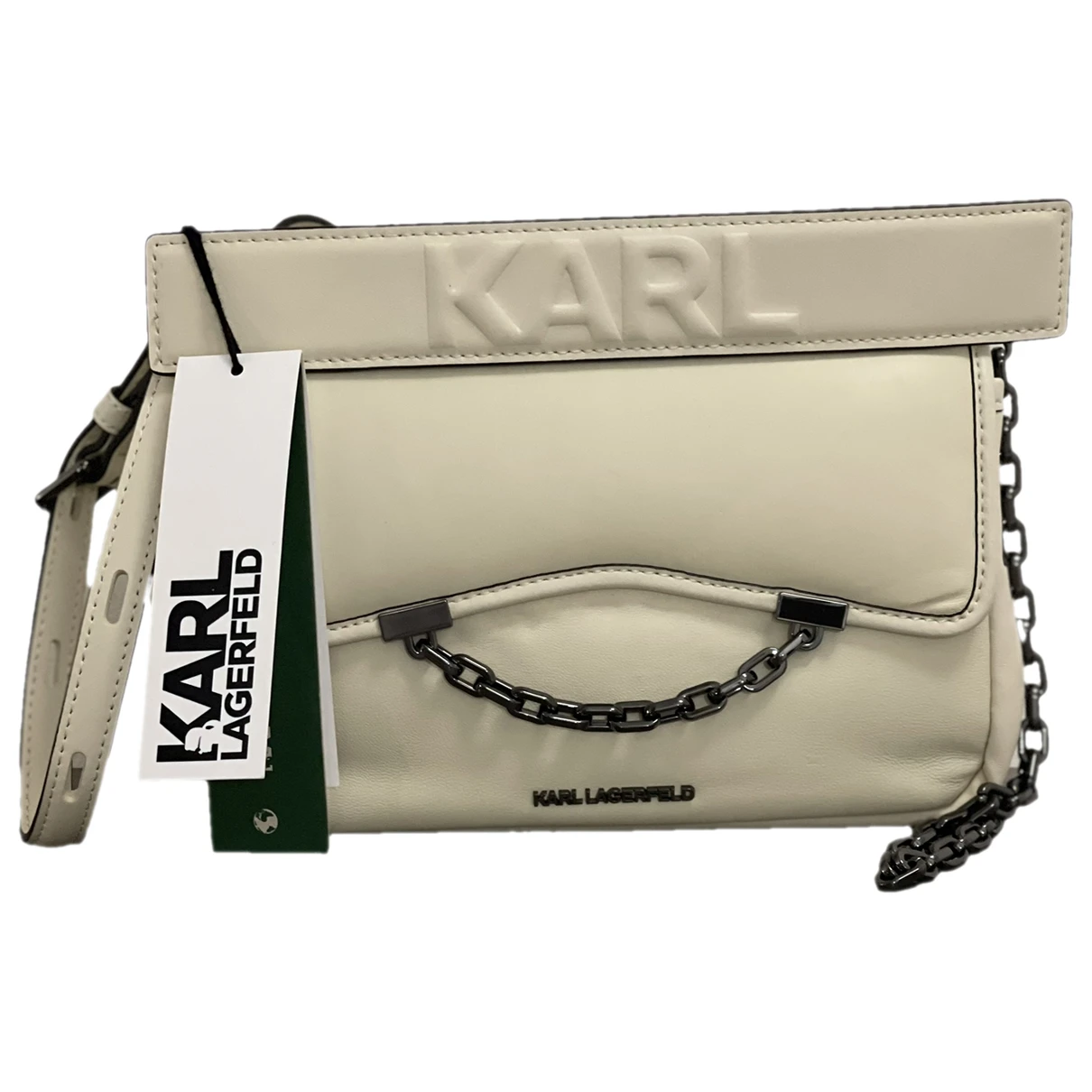 Pre-owned Karl Lagerfeld Leather Handbag In Beige