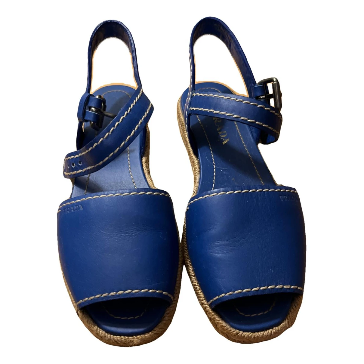 Pre-owned Prada Leather Sandal In Blue