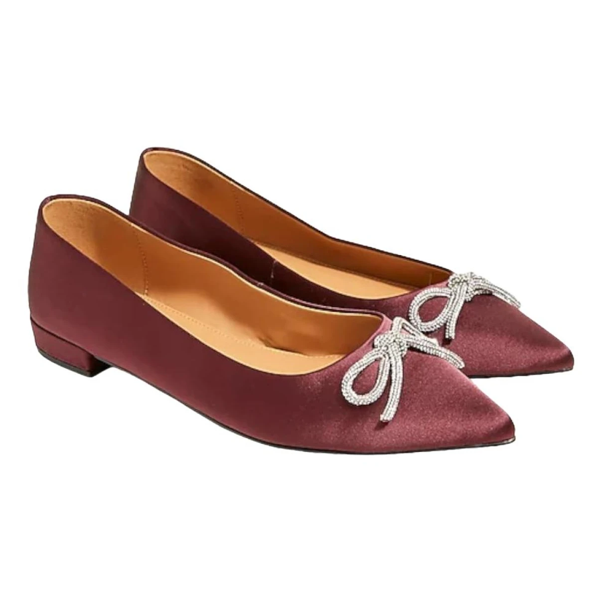 Pre-owned Jcrew Cloth Flats In Burgundy