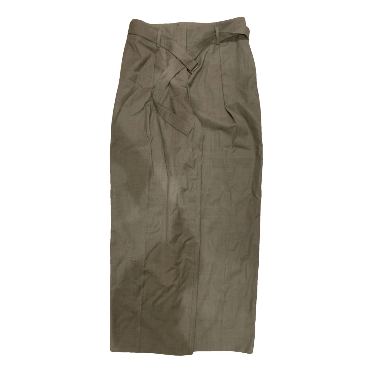 Pre-owned Massimo Dutti Wool Trousers In Khaki