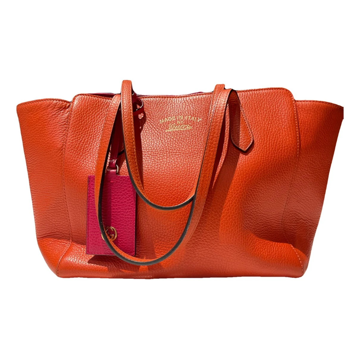Pre-owned Gucci Swing Leather Tote In Orange