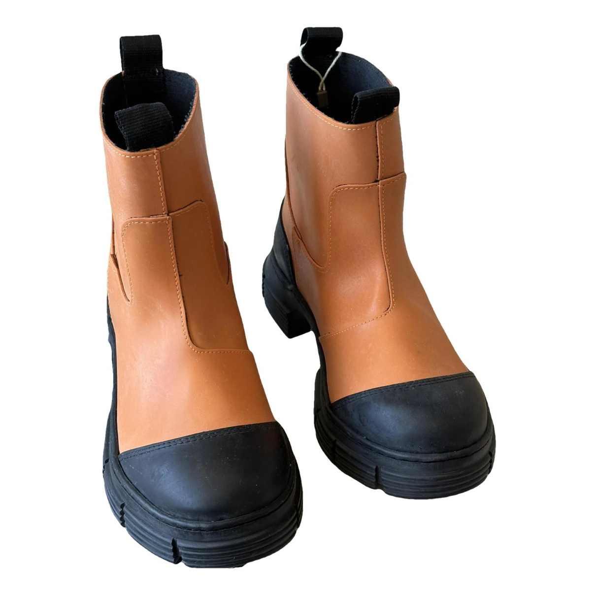 Pre-owned Ganni Ankle Boots In Orange