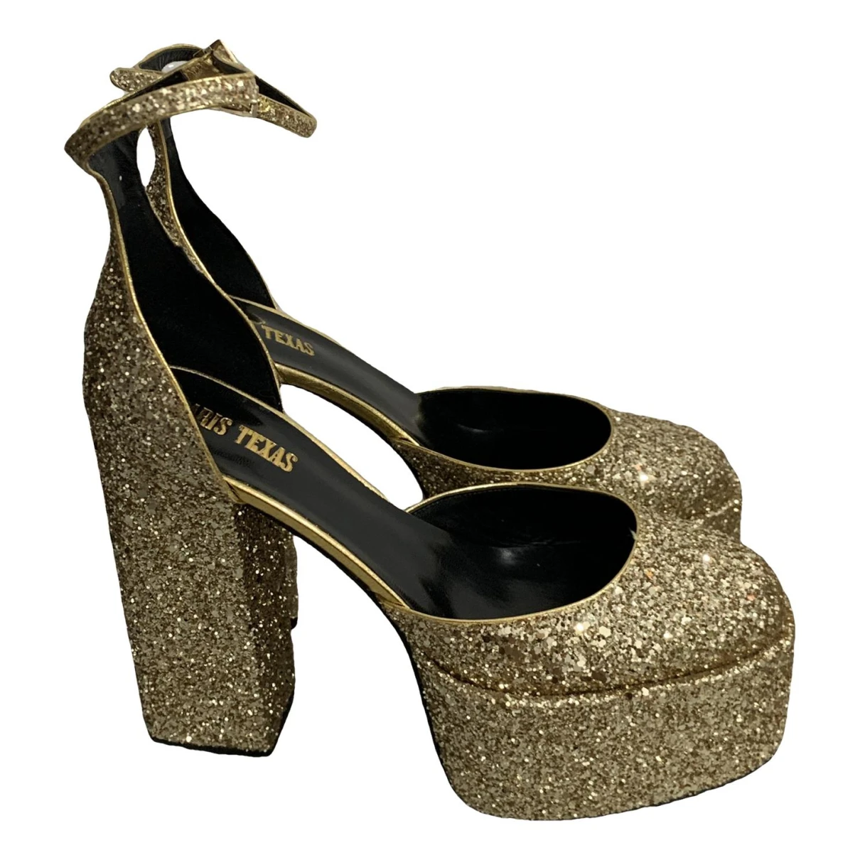 Pre-owned Paris Texas Glitter Heels In Gold