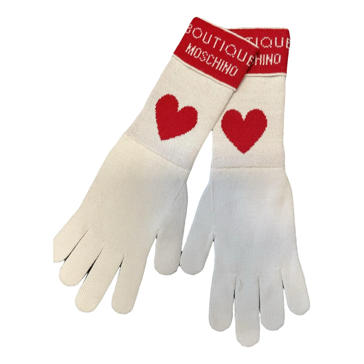 Pre-owned Moschino Wool Long Gloves In White