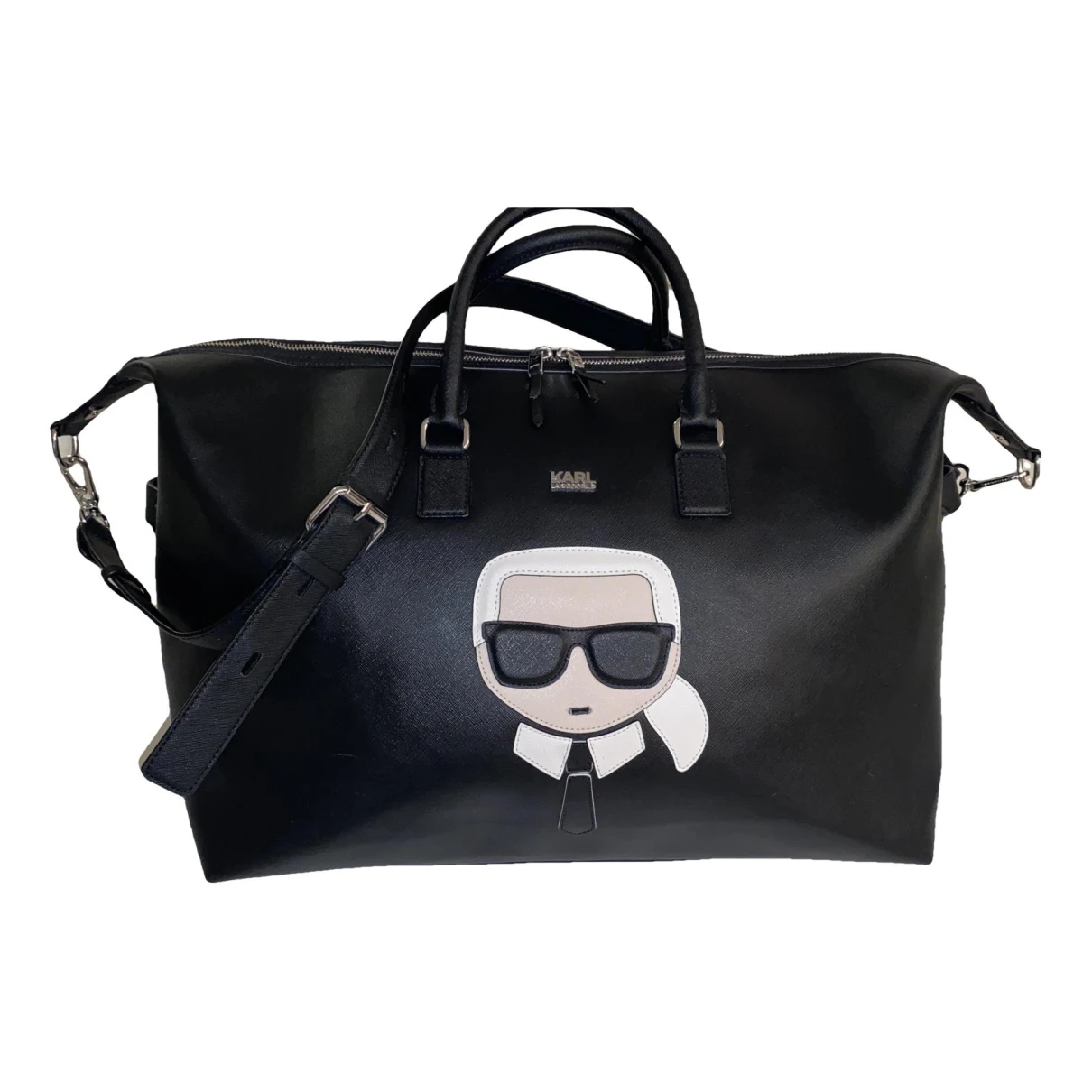 Pre-owned Karl Lagerfeld Leather 48h Bag In Black