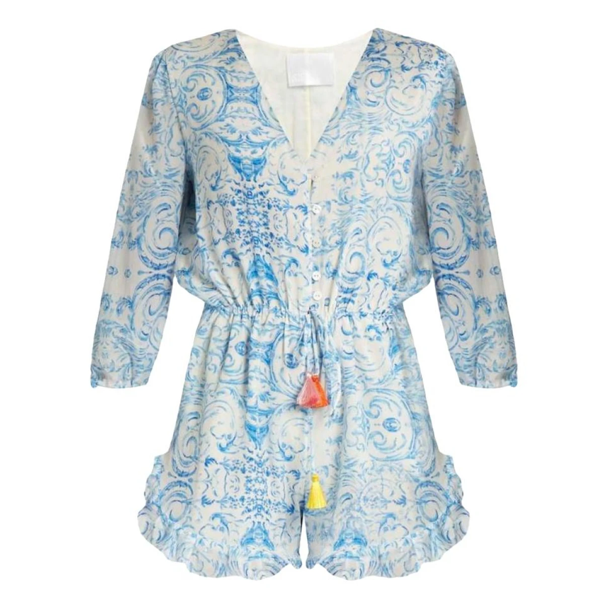 Pre-owned Athena Procopiou Silk Jumpsuit In Blue