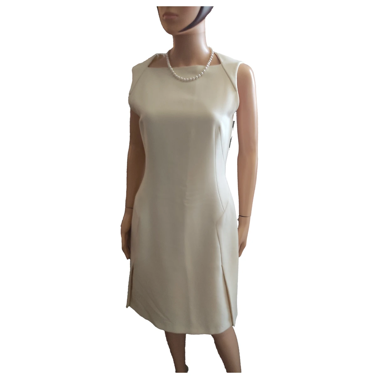 Pre-owned Lanvin Wool Mid-length Dress In Ecru