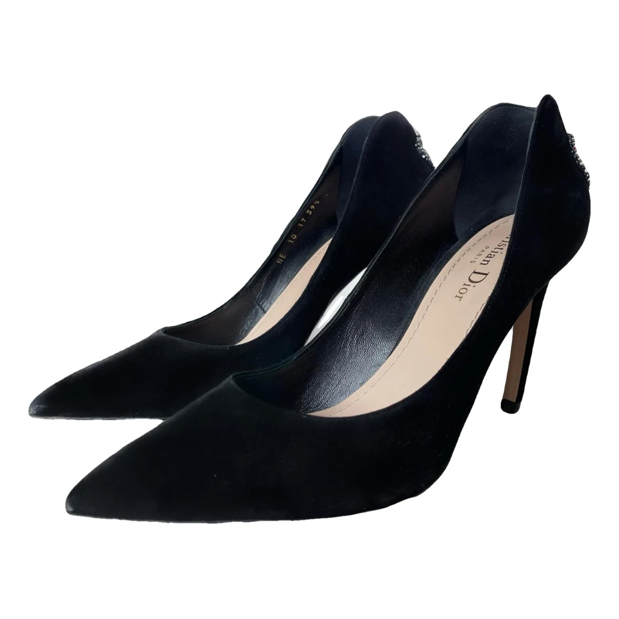 Pre-owned Dior Velvet Heels In Black
