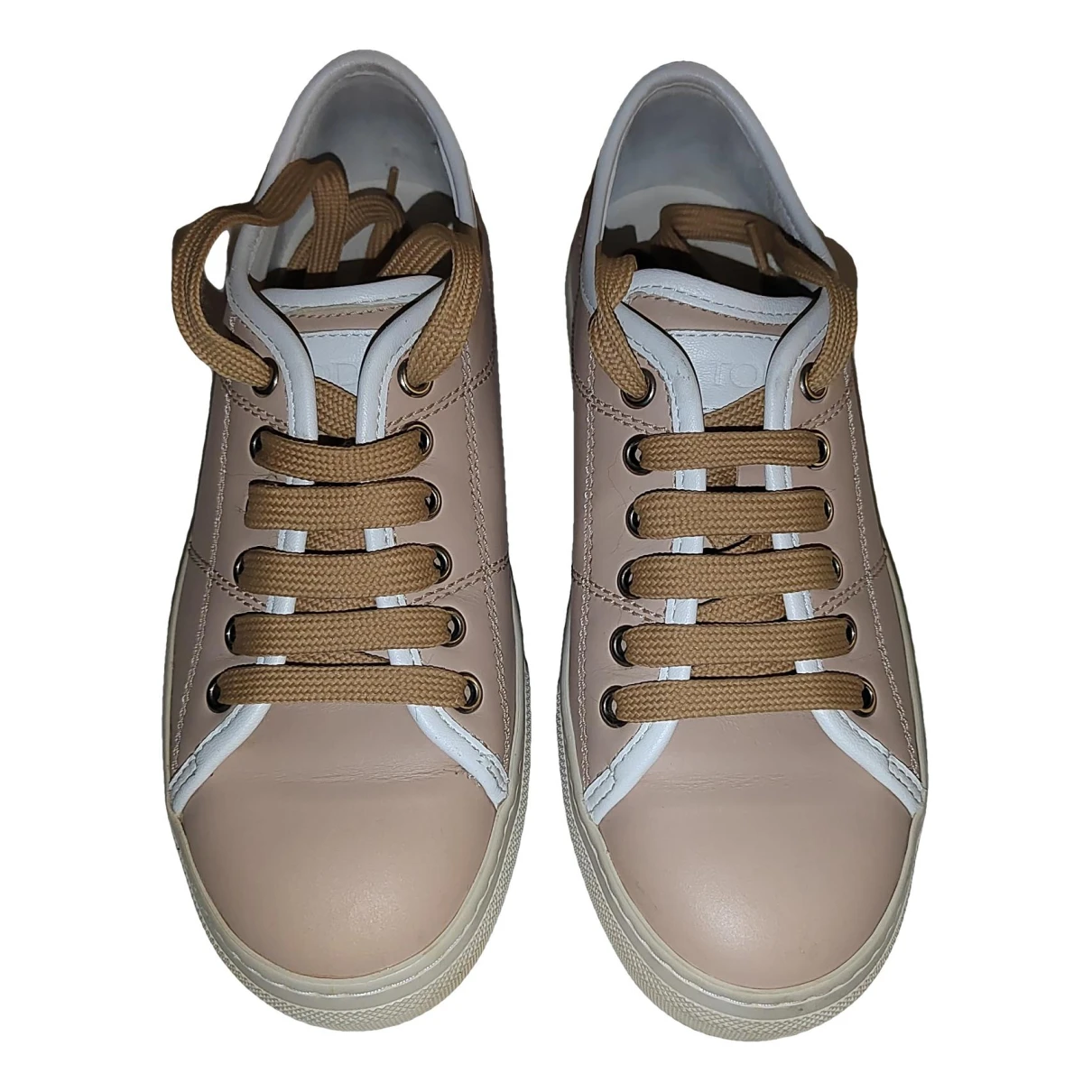 Pre-owned Tod's Leather Trainers In Beige