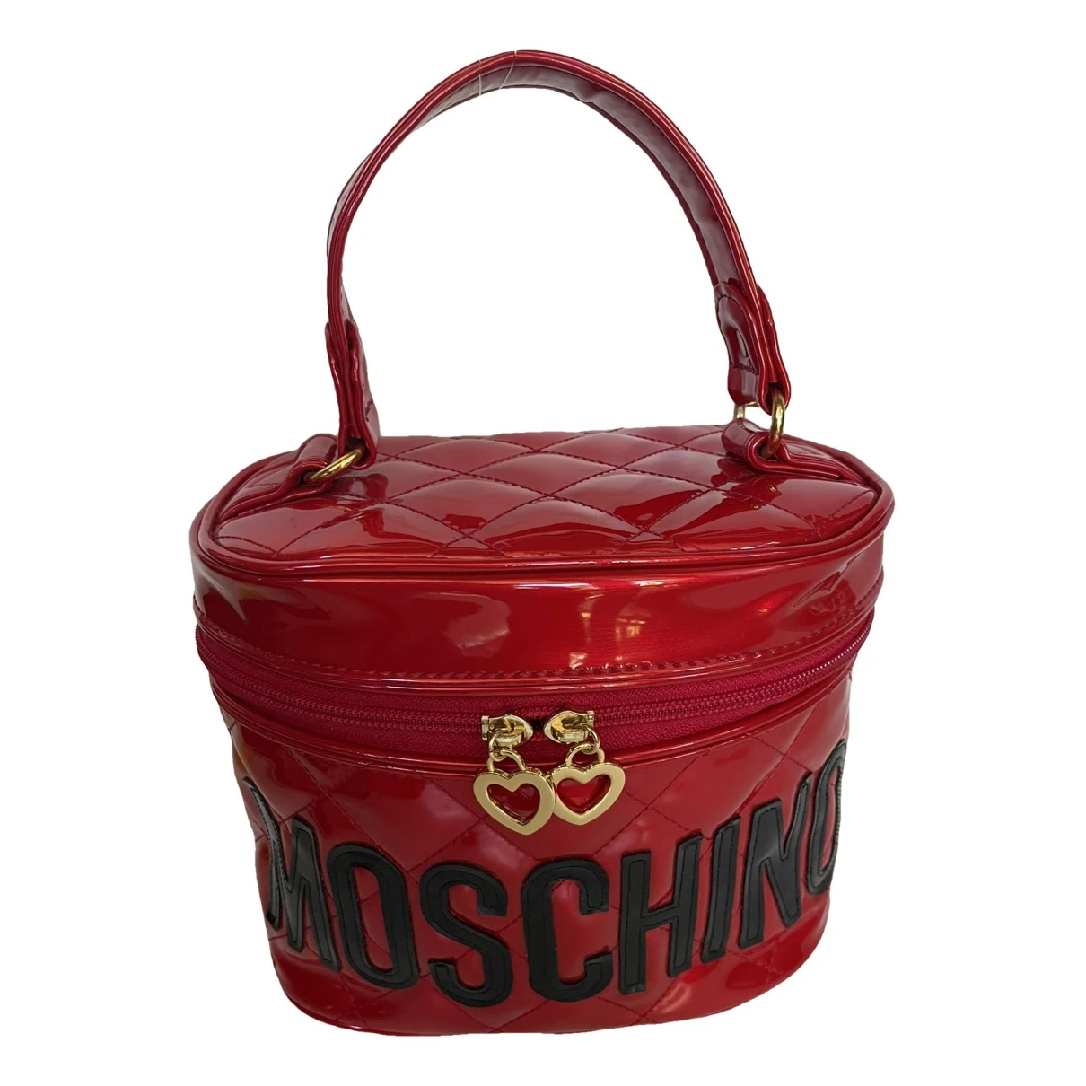 Pre-owned Moschino Patent Leather Vanity Case In Red
