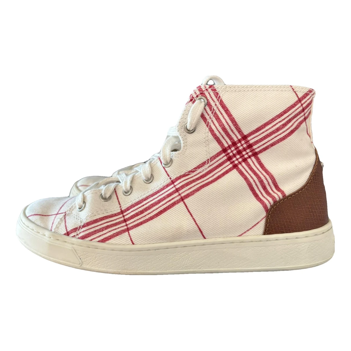 Pre-owned Longchamp Cloth Trainers In Ecru