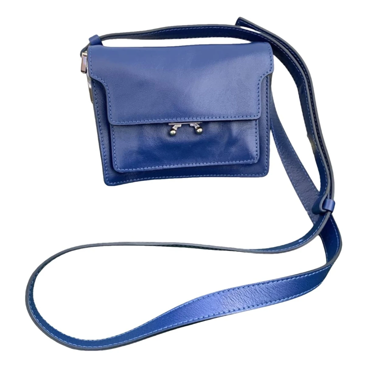 Pre-owned Marni Trunk Leather Crossbody Bag In Blue