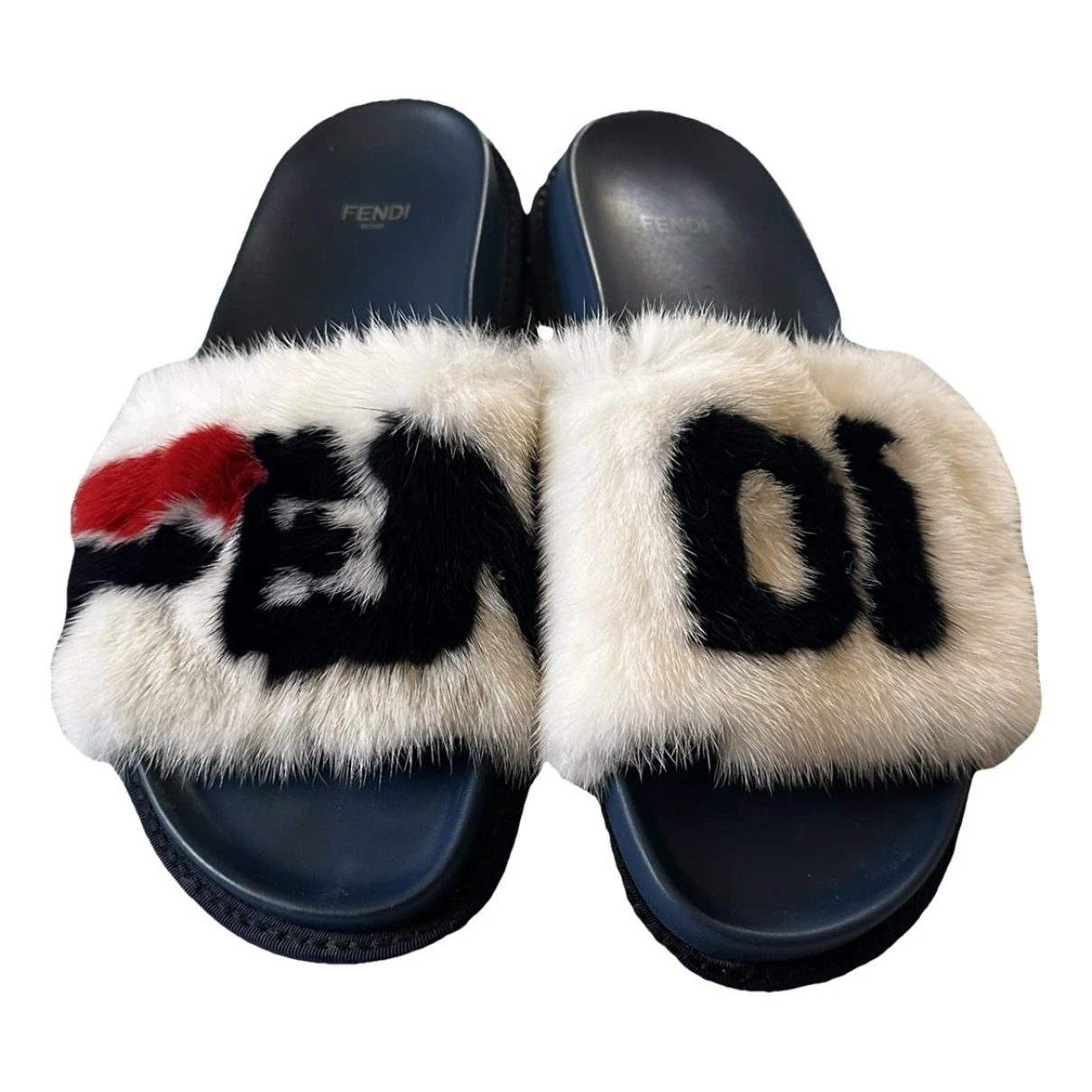 Pre-owned Fendi X Fila Mink Sandal In White