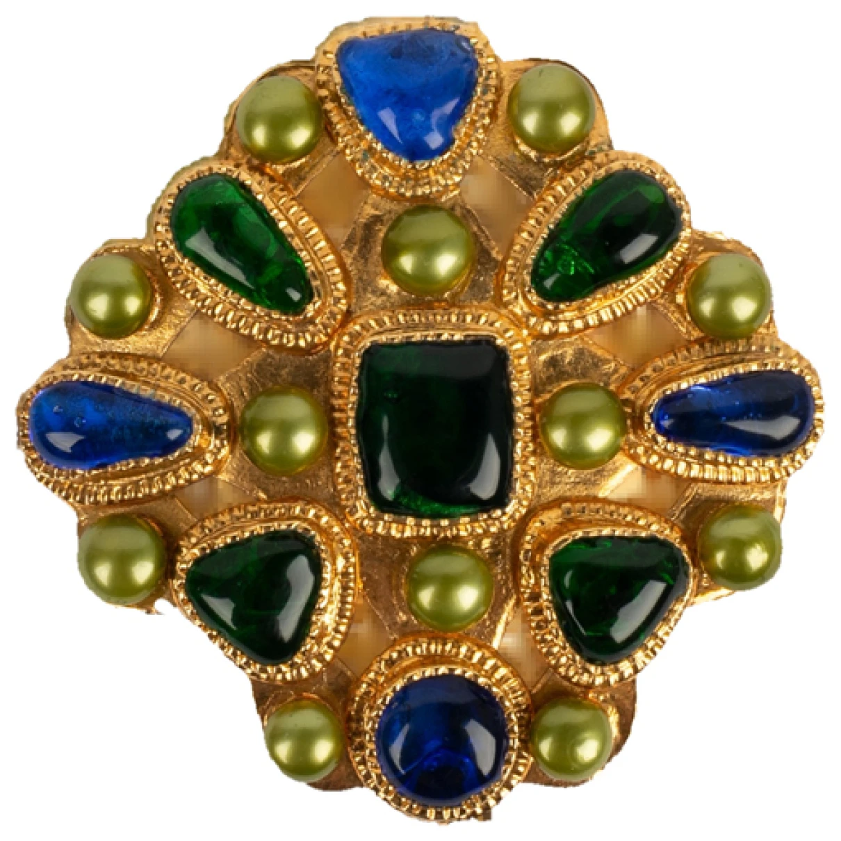 Pre-owned Chanel Cc Pin & Brooche In Green