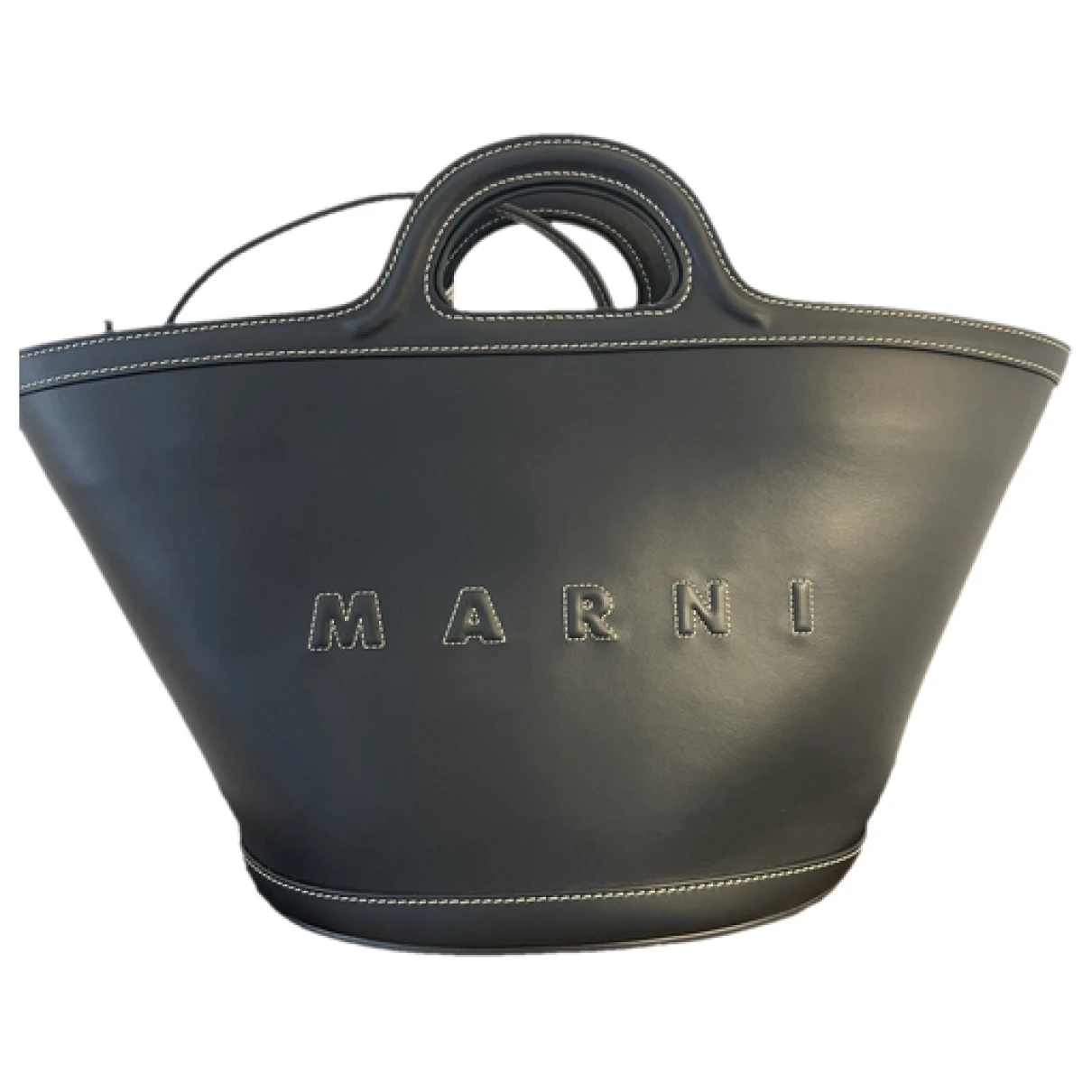 Pre-owned Marni Tropicalia Leather Handbag In Black