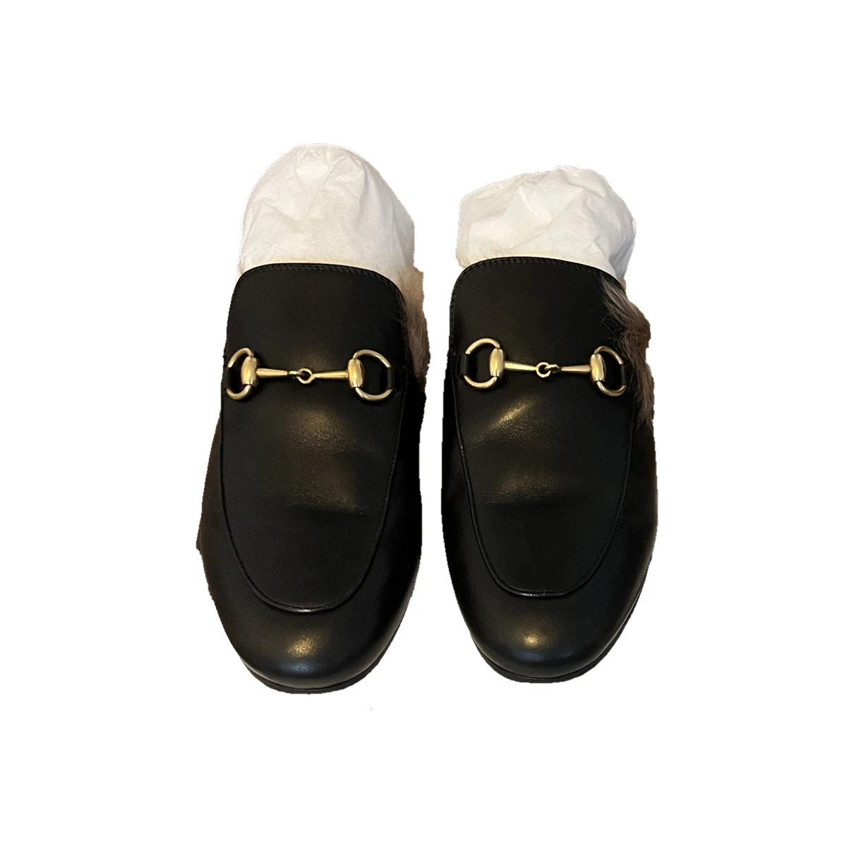 Pre-owned Gucci Princetown Leather Flats In Black