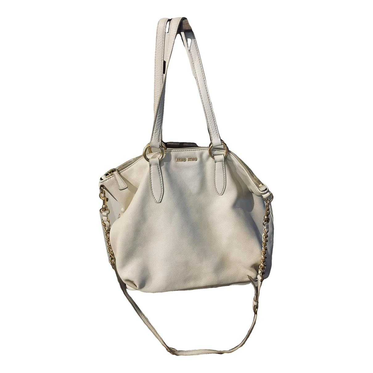 Pre-owned Miu Miu Vitello Leather Handbag In White