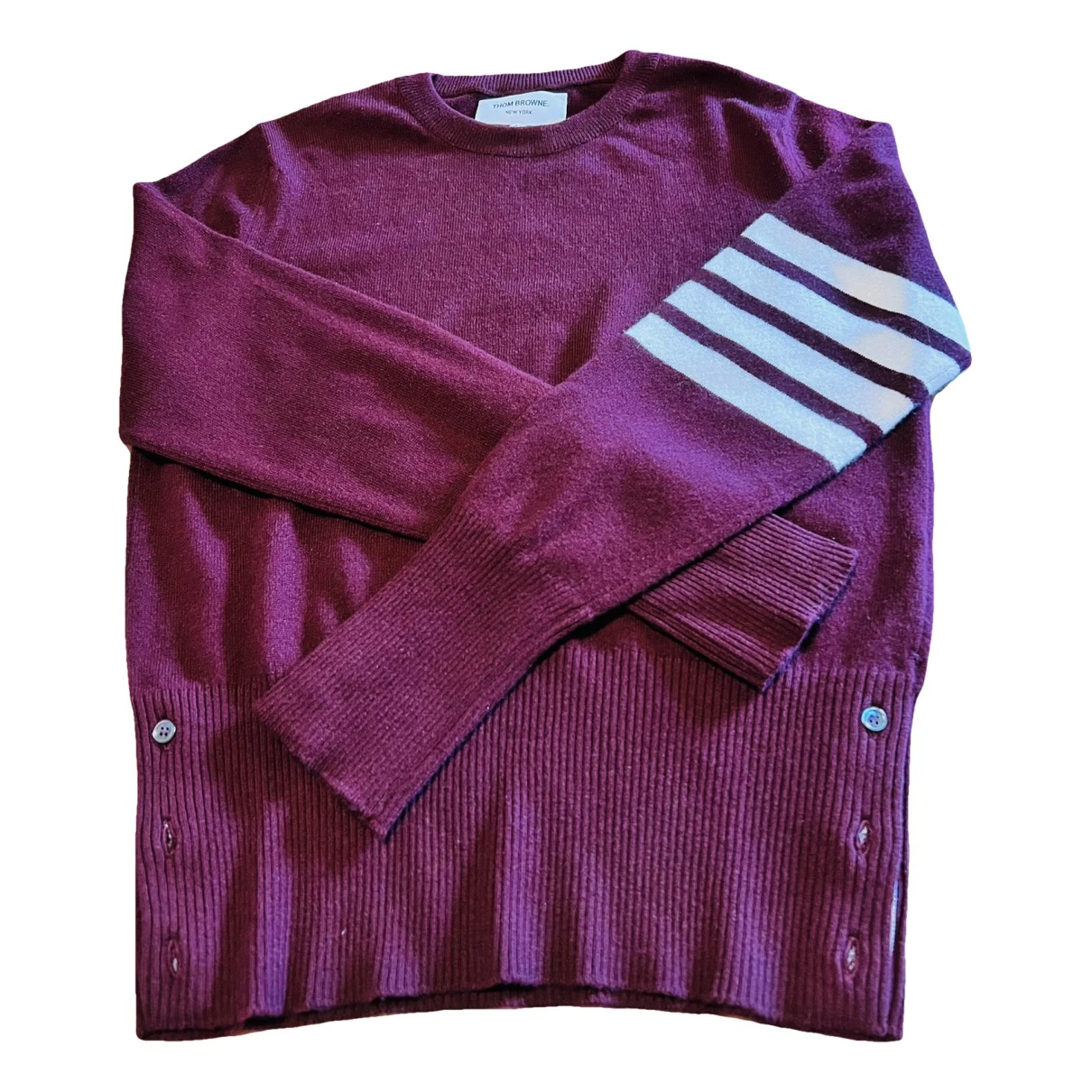 Pre-owned Thom Browne Cashmere Pull In Burgundy