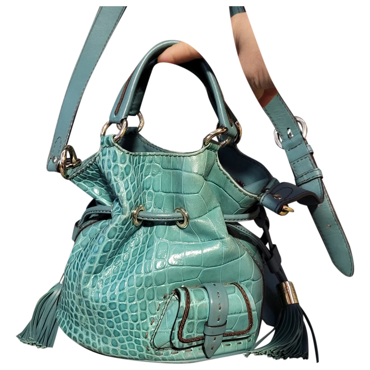 Pre-owned Lancel 1er Flirt Leather Handbag In Green