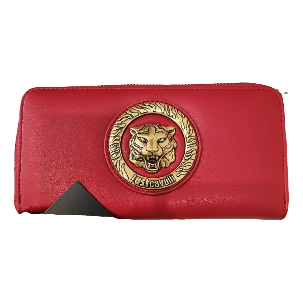 Pre-owned Just Cavalli Vegan Leather Wallet In Red