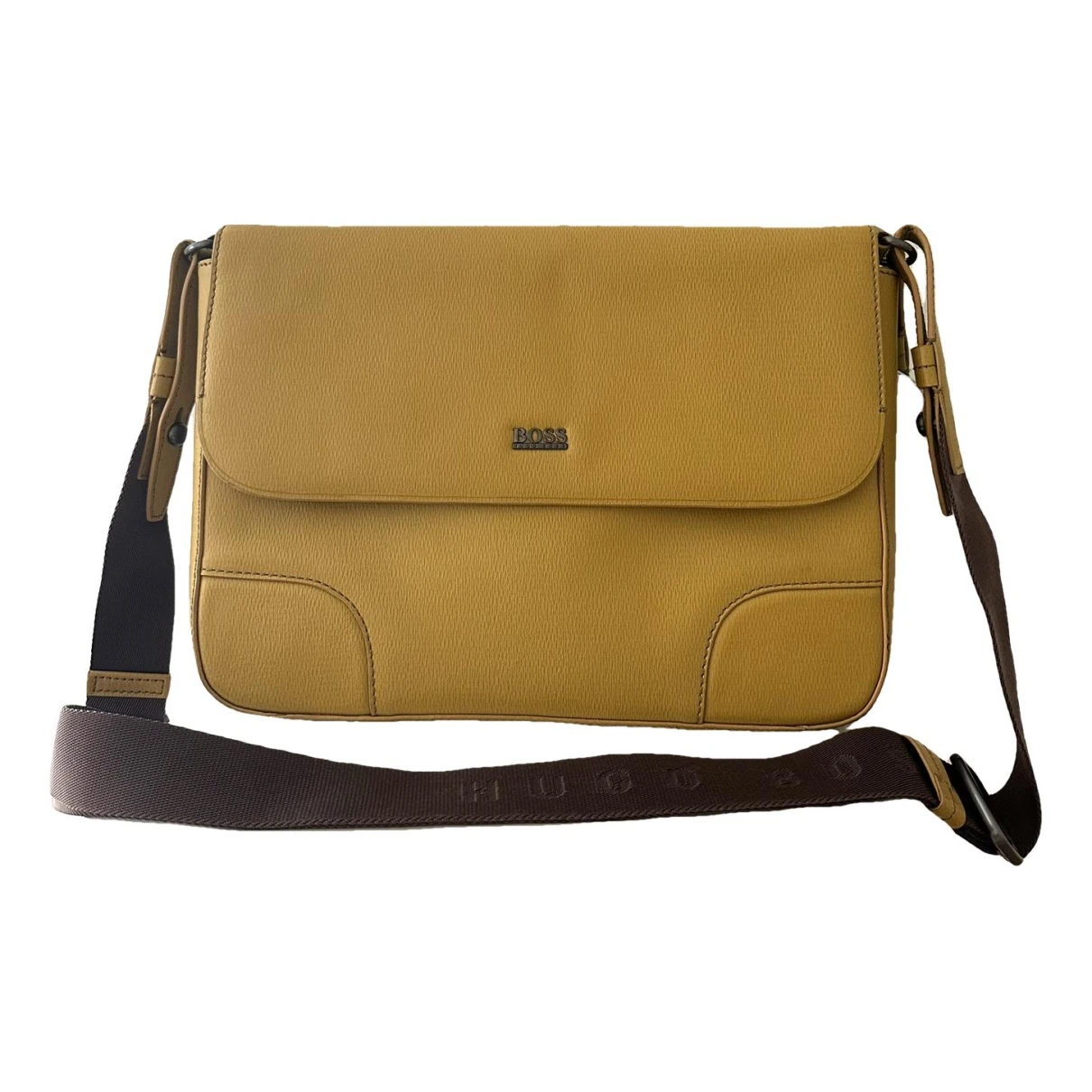 Pre-owned Hugo Boss Leather Crossbody Bag In Yellow