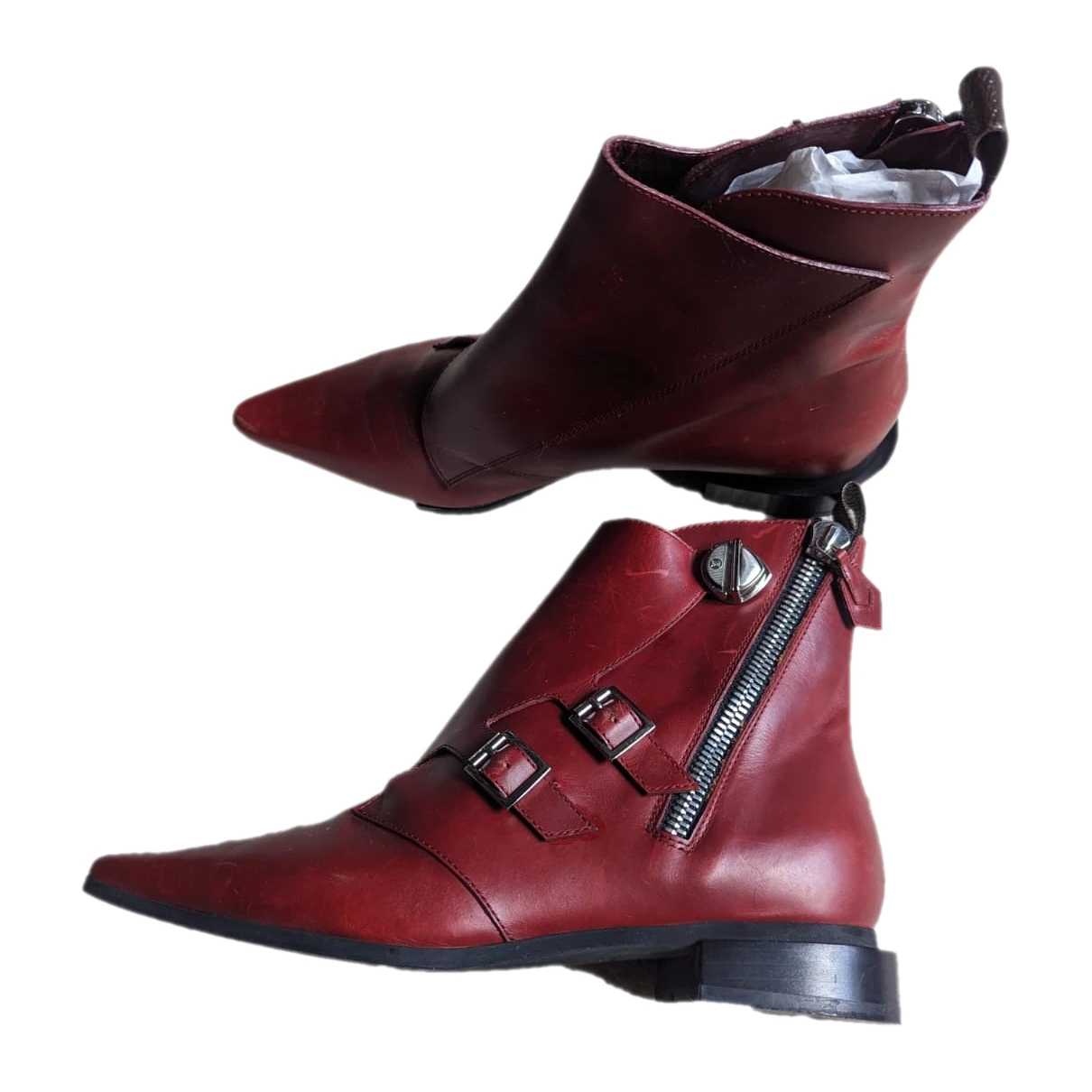 Pre-owned Louis Vuitton Leather Riding Boots In Burgundy