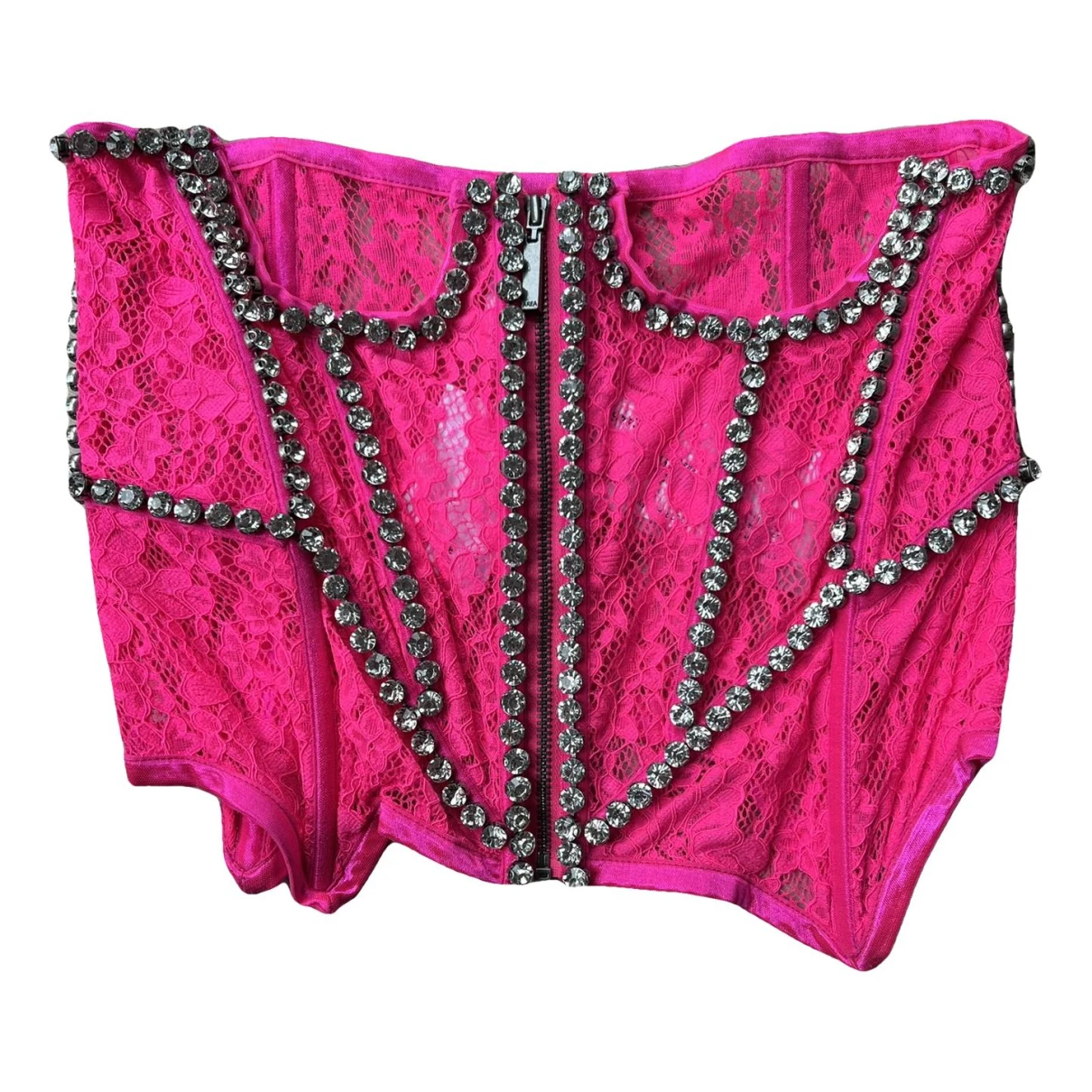 Pre-owned Area Lace Corset In Pink