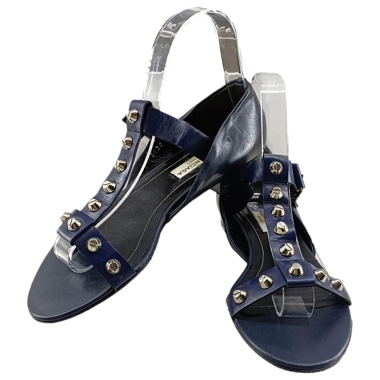Pre-owned Balenciaga Leather Flats In Navy