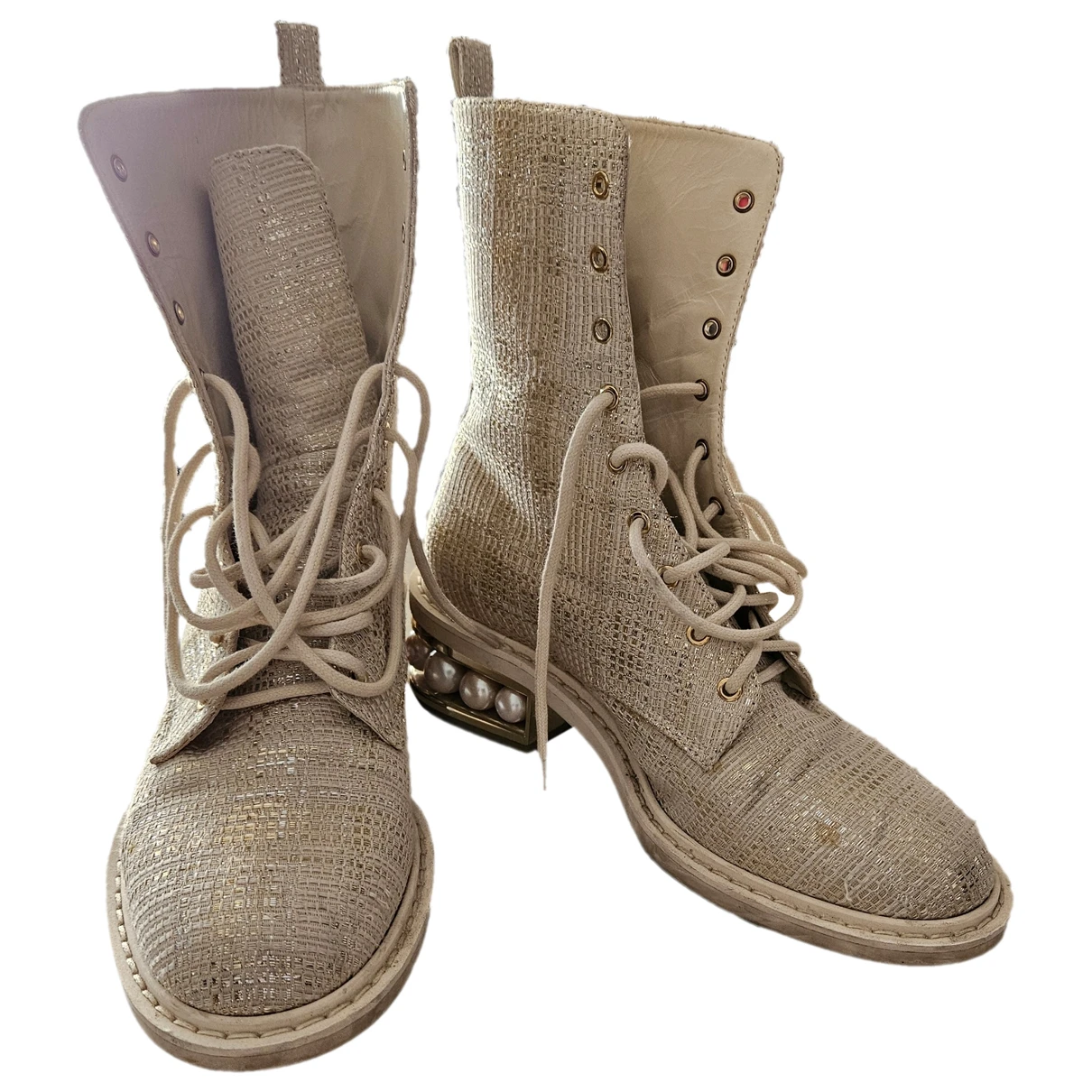 Pre-owned Nicholas Kirkwood Cloth Boots In Beige