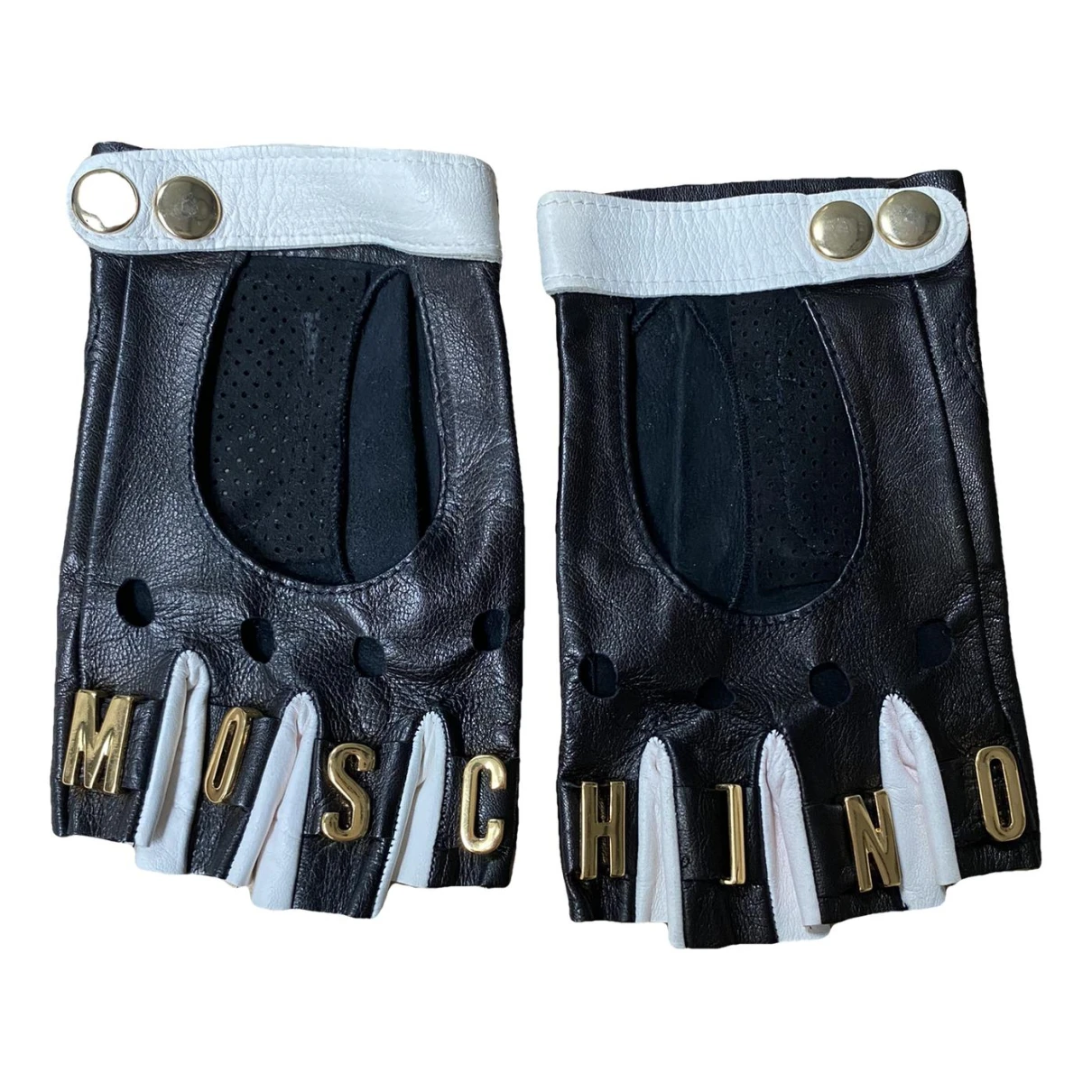 Pre-owned Moschino Leather Mittens In Black