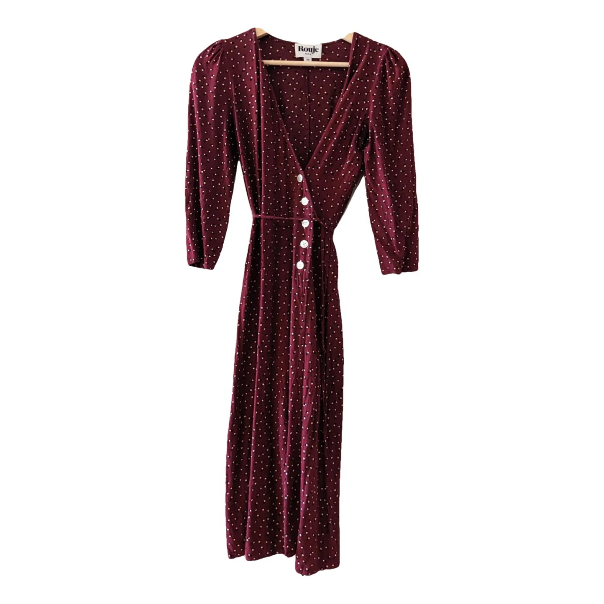 Pre-owned Rouje Gabin Mid-length Dress In Burgundy