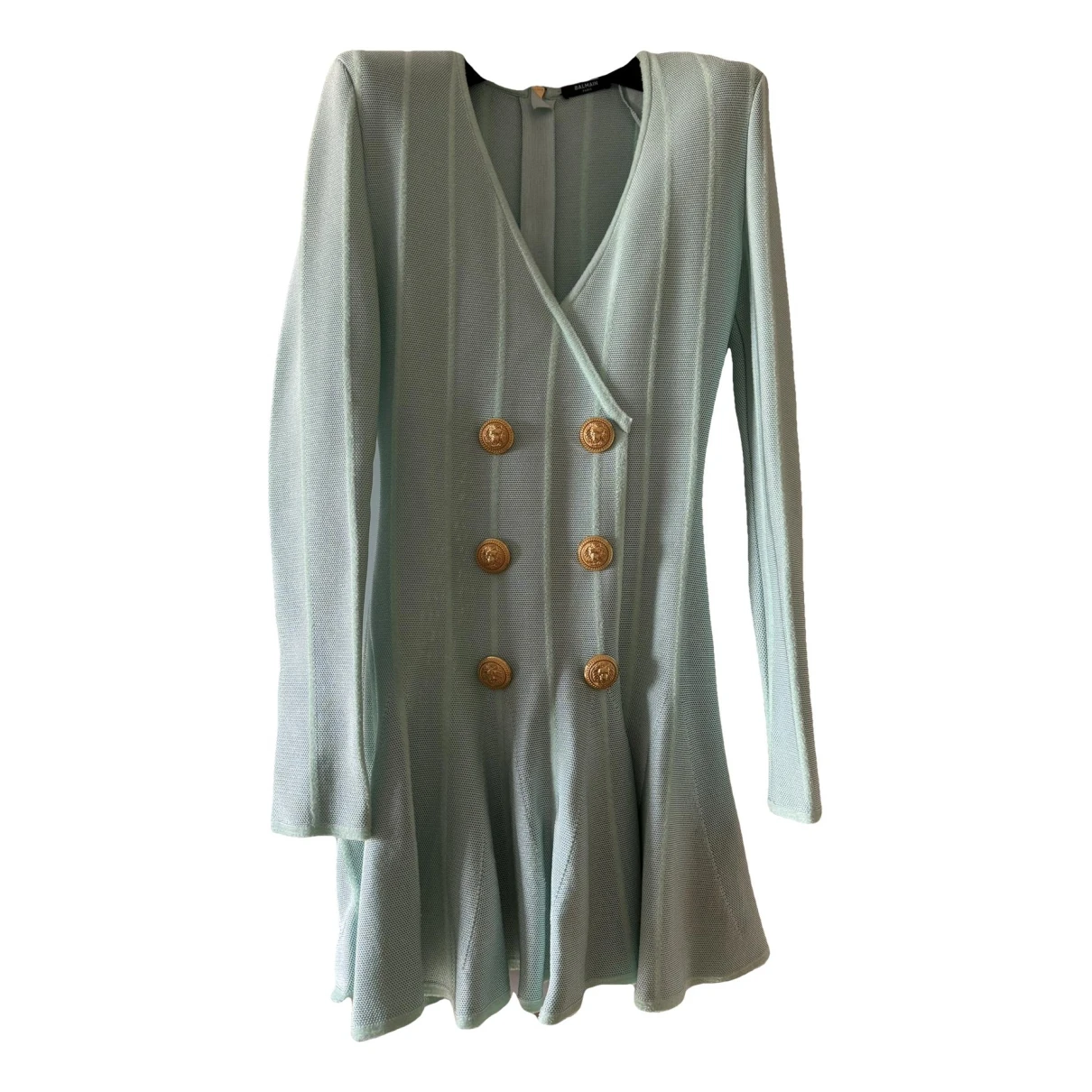 Pre-owned Balmain Mid-length Dress In Turquoise