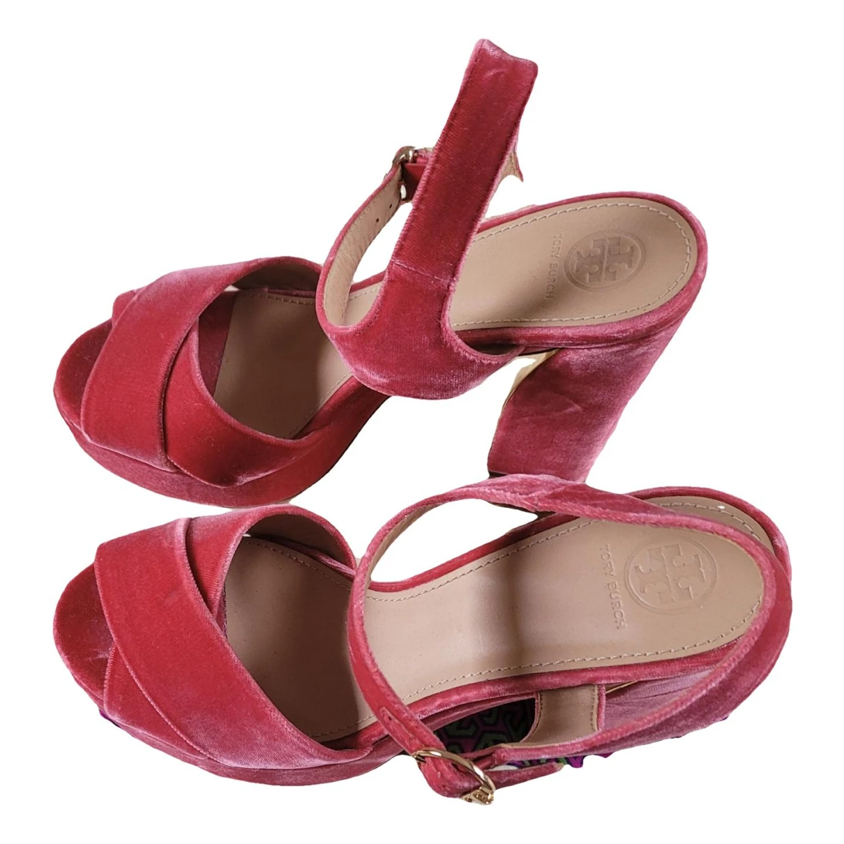 Pre-owned Tory Burch Velvet Sandals In Pink