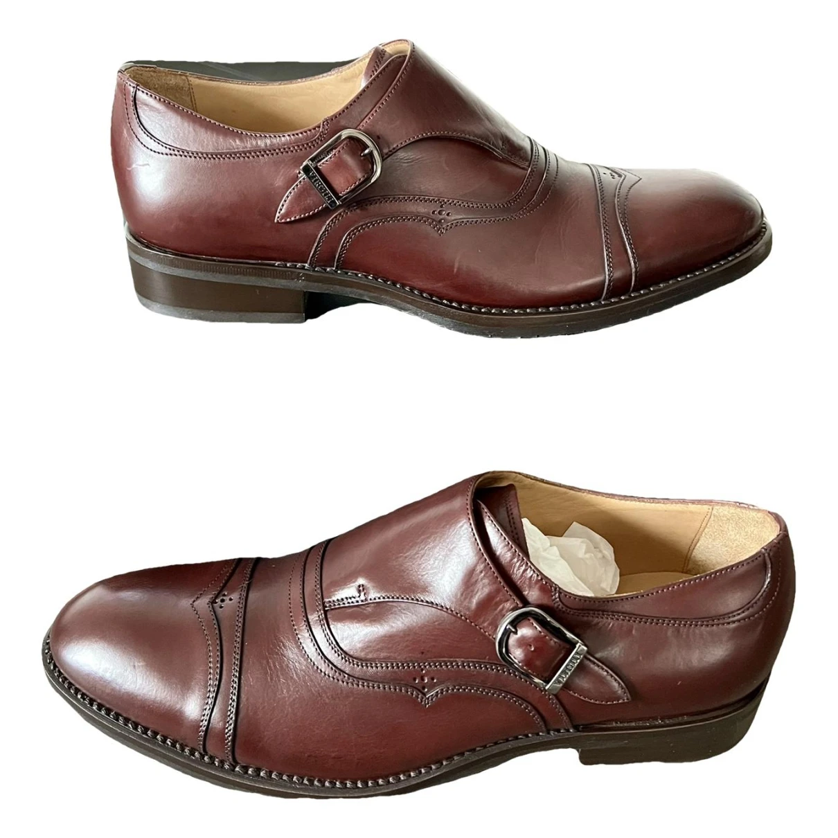 Pre-owned Vittorio Virgili Leather Lace Ups In Burgundy