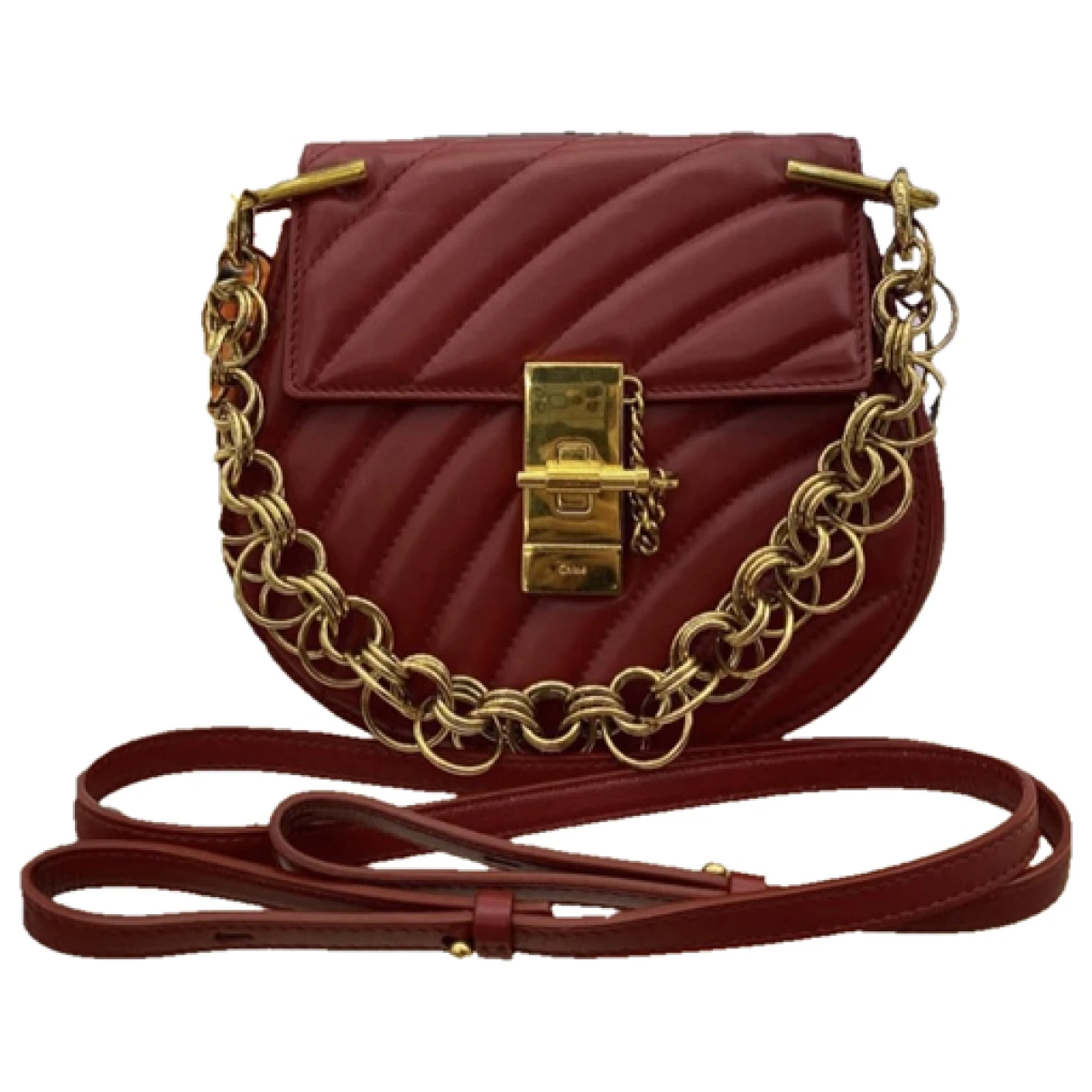 Pre-owned Chloé Drew Leather Crossbody Bag In Red