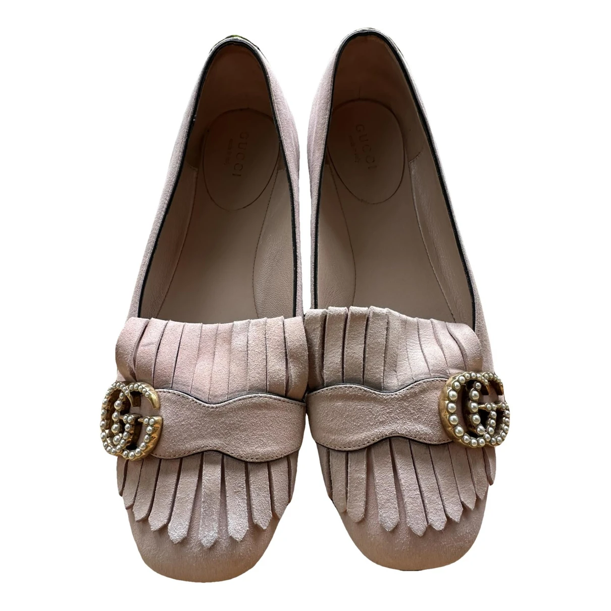 Pre-owned Gucci Marmont Ballet Flats In Pink