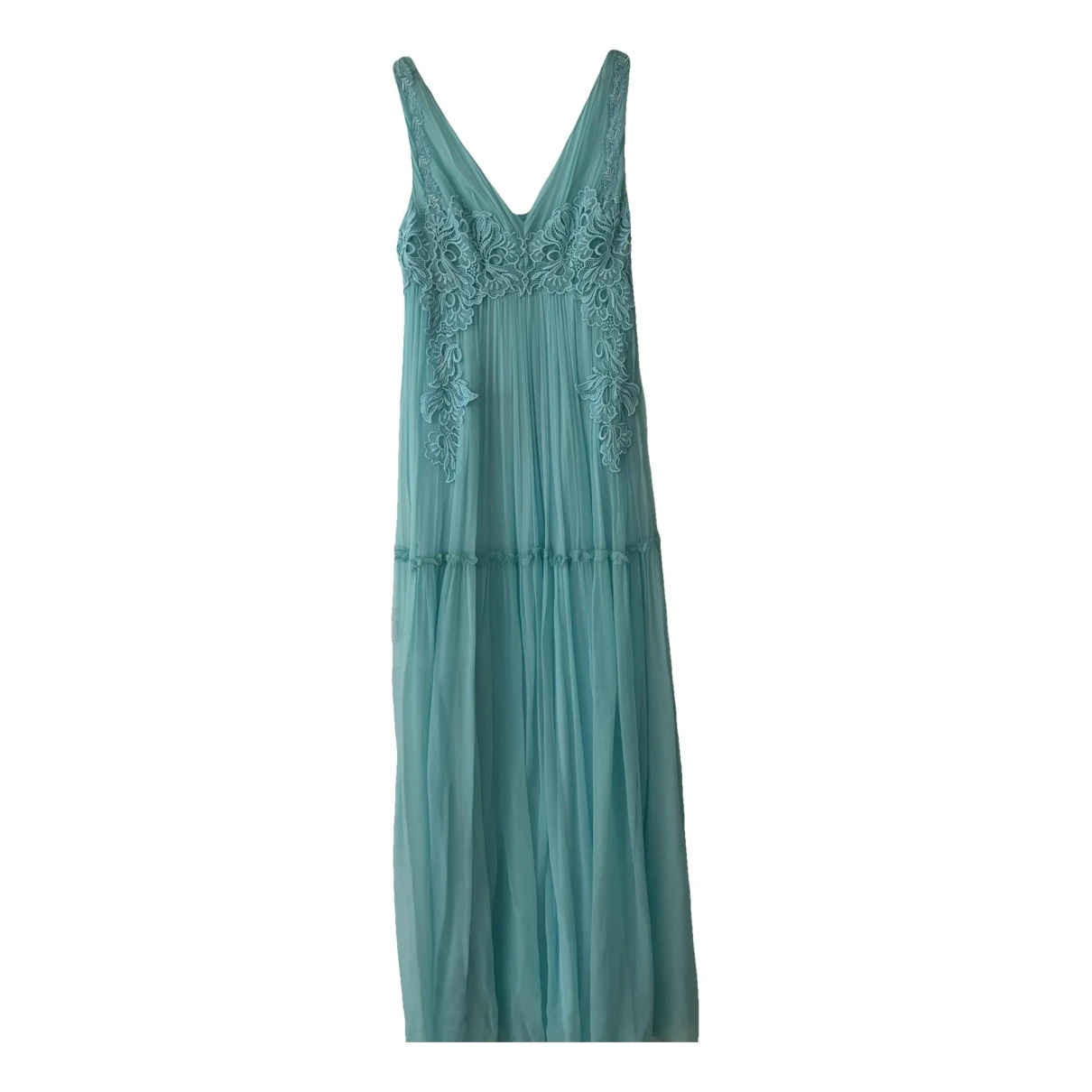 Pre-owned Alberta Ferretti Silk Maxi Dress In Turquoise