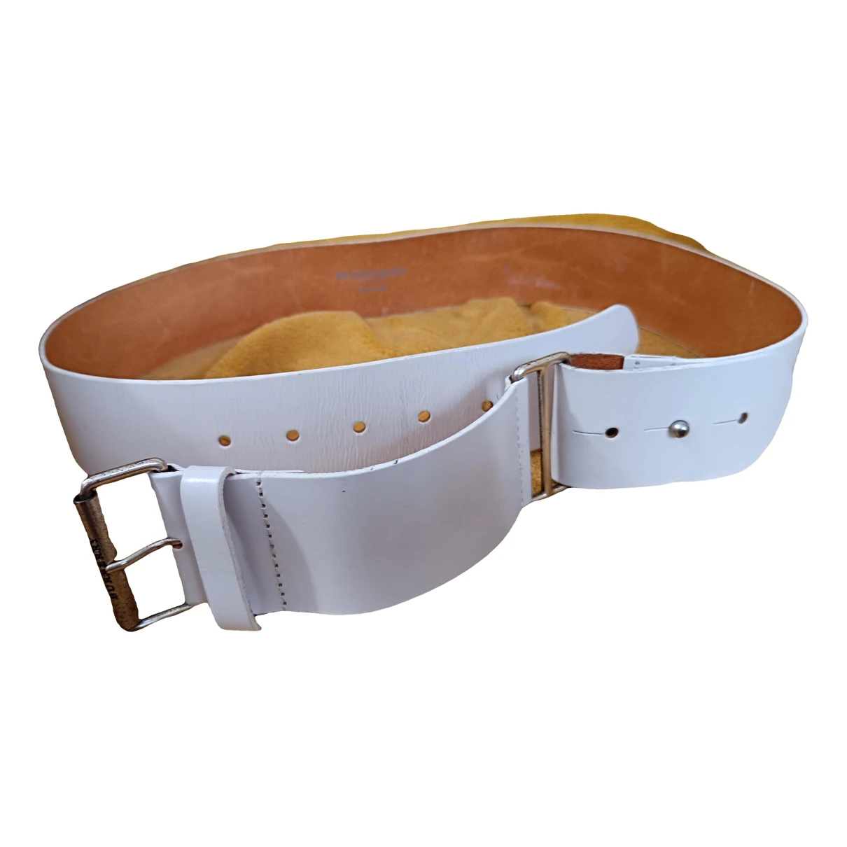 Pre-owned Burberry Leather Belt In White