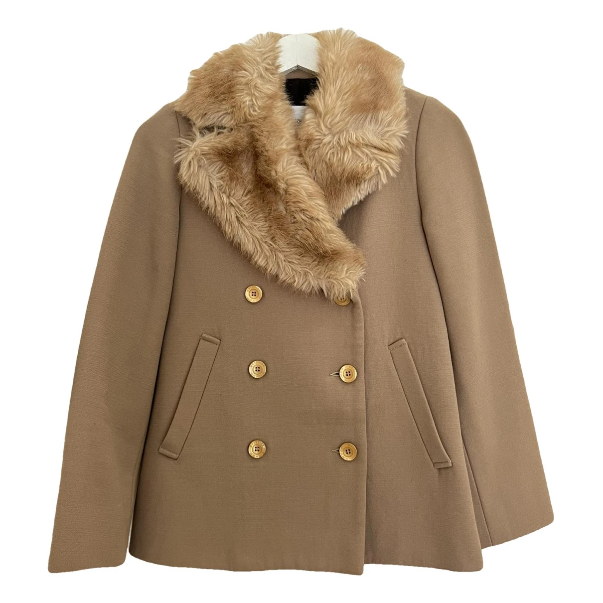 Pre-owned Moschino Faux Fur Jacket In Camel