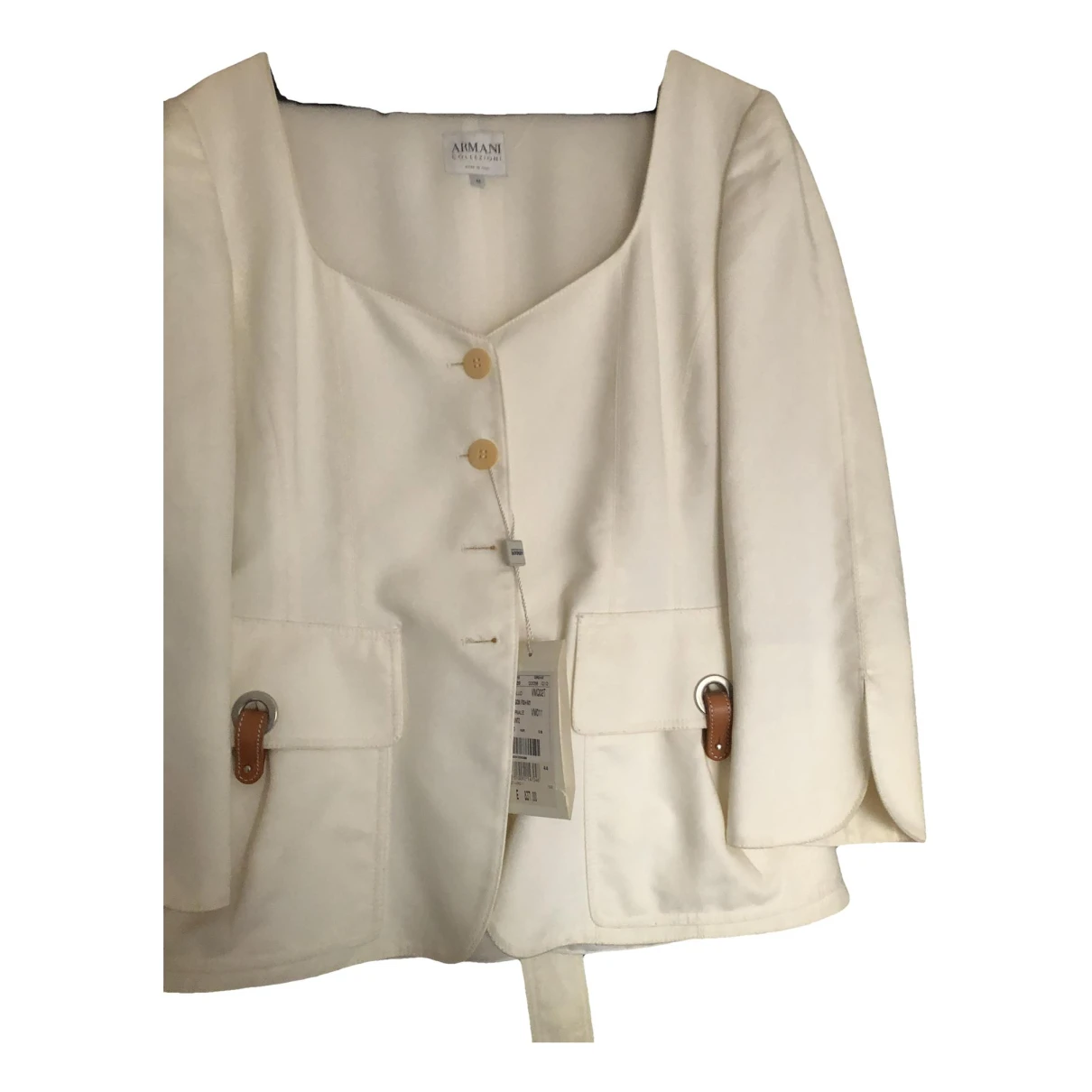 Pre-owned Armani Collezioni Suit Jacket In White