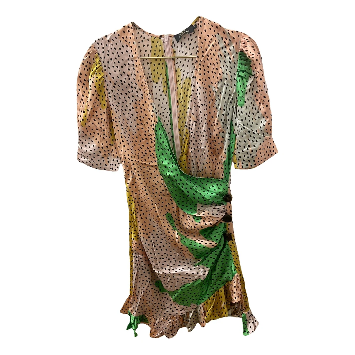 Pre-owned De La Vali Silk Mini Dress In Multicolour